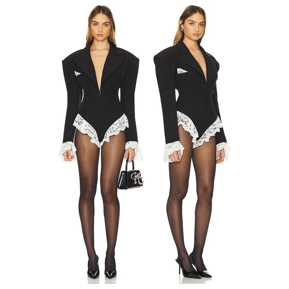 The Dolls House Rika Romper Blazer Lace Trim Evening Party Cocktail Preppy NYE S
